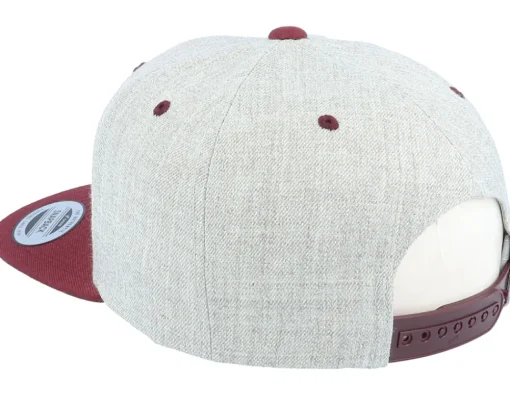 Snapback-Iconic Cat In Mug Heather Grey/Maroon Snapback -