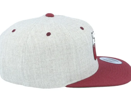Snapback-Iconic Cat In Mug Heather Grey/Maroon Snapback -