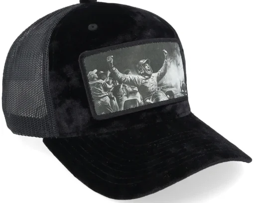 Trucker | Velvet Caps-Calza Pennello Celebrating Racing Victory Velvet A-Frame Trucker - Black