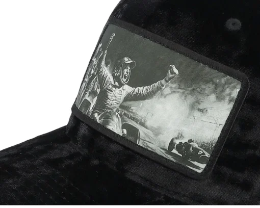 Trucker | Velvet Caps-Calza Pennello Celebrating Racing Victory Velvet A-Frame Trucker - Black