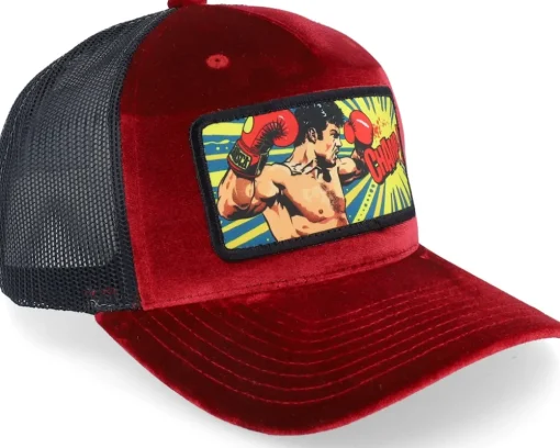 Trucker | Velvet Caps-Calza Pennello Champ Boxer Pop Art Velvet /Black A-Frame Trucker - Red