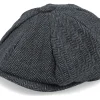 Flat Caps-Beechfield Charcoal Heringbone Heritage Bakerboy -