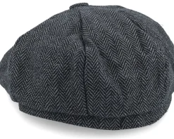 Flat Caps-Beechfield Charcoal Heringbone Heritage Bakerboy -