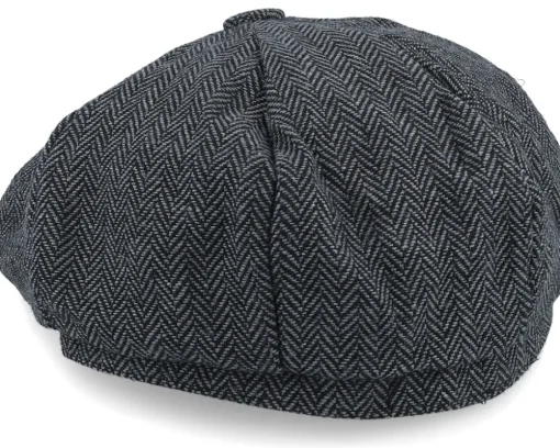 Flat Caps-Beechfield Charcoal Heringbone Heritage Bakerboy -