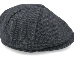 Flat Caps-Beechfield Charcoal Heringbone Heritage Bakerboy -