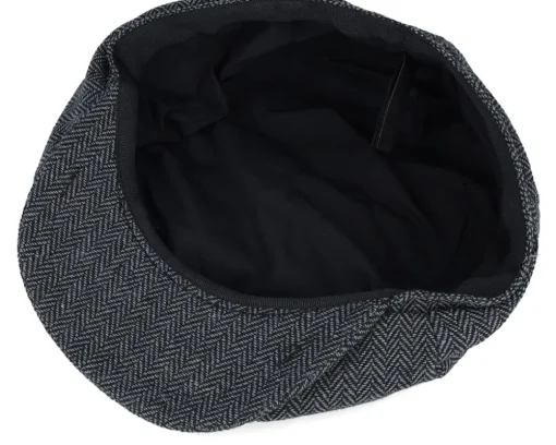 Flat Caps-Beechfield Charcoal Heringbone Heritage Bakerboy -