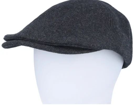 Flat Caps-Beechfield Charcoal Marl Melton Wool Ivy Cap Flat Cap -