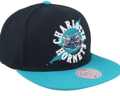 Best Mitchell & Ness Charlotte Hornets Circle Splash Black/Teal Snapback -