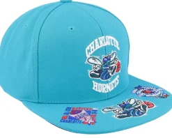 Snapback-Mitchell & Ness Charlotte Hornets Front Face Teal Snapback -
