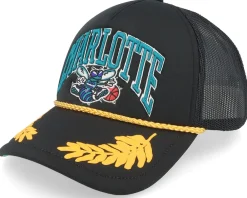 Trucker-Mitchell & Ness Charlotte Hornets Gold Leaf Vintage Trucker - Black