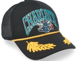 Trucker-Mitchell & Ness Charlotte Hornets Gold Leaf Vintage Trucker - Black