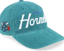 Dad Cap-Mitchell & Ness Charlotte Hornets Montage Corduroy Teal Adjustable -