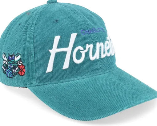 Dad Cap-Mitchell & Ness Charlotte Hornets Montage Corduroy Teal Adjustable -