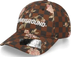 Dad Cap-Sprayground Check Flower Cap Brown Dad Cap -