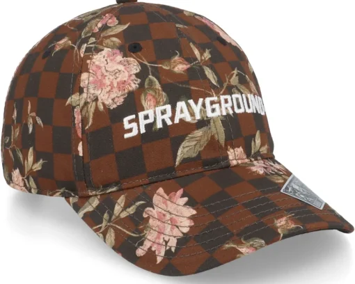 Dad Cap-Sprayground Check Flower Cap Brown Dad Cap -
