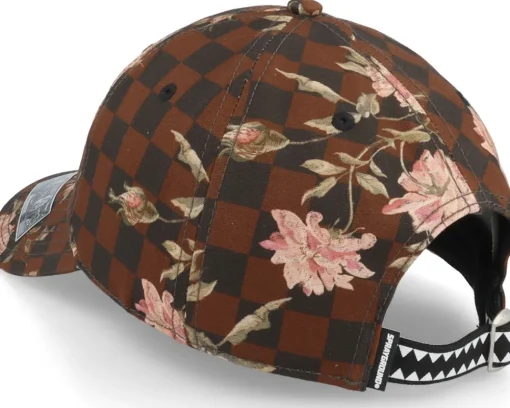 Dad Cap-Sprayground Check Flower Cap Brown Dad Cap -