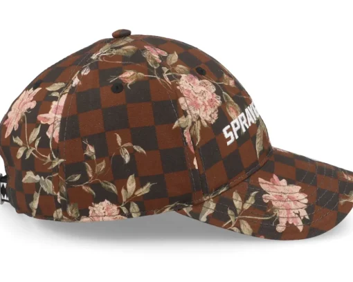 Dad Cap-Sprayground Check Flower Cap Brown Dad Cap -