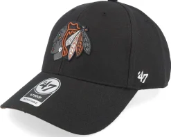 Fashion 47 Brand Chicago Blackhawks Ballpark Snap Mvp Black Adjustable -
