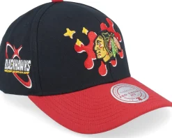 Adjustable-Mitchell & Ness Chicago hawks Groove Drip Pro /Red Adjustable - Black