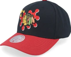 Adjustable-Mitchell & Ness Chicago hawks Groove Drip Pro /Red Adjustable - Black