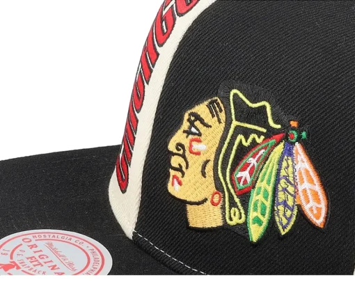 Snapback-Mitchell & Ness Chicago hawks Pop Panel Off White/ Snapback - Black