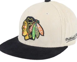 Snapback-Mitchell & Ness Chicago Blackhawks Team Cord Off White/Black Snapback - Beige