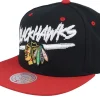 Snapback-Mitchell & Ness Chicago hawks Transcript /Red Snapback - Black