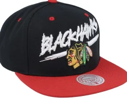 Snapback-Mitchell & Ness Chicago hawks Transcript /Red Snapback - Black