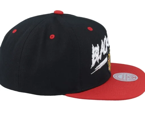 Snapback-Mitchell & Ness Chicago hawks Transcript /Red Snapback - Black