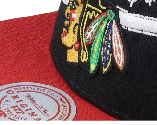 Snapback-Mitchell & Ness Chicago hawks Transcript /Red Snapback - Black