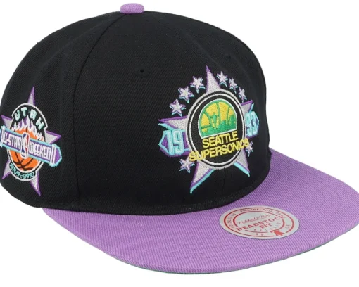 Snapback-Mitchell & Ness Chicago Bulls Asg 2 Tone Deadstock /Purple Snapback - Black