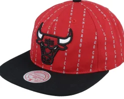 Snapback-Mitchell & Ness Chicago Bulls City Pinstripe Deadstock /Black Snapback - Red