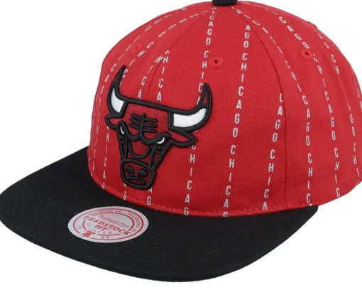 Snapback-Mitchell & Ness Chicago Bulls City Pinstripe Deadstock /Black Snapback - Red