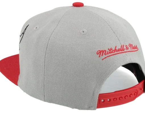 Best Mitchell & Ness Chicago Bulls Knock Out Panel Grey/Red Snapback -