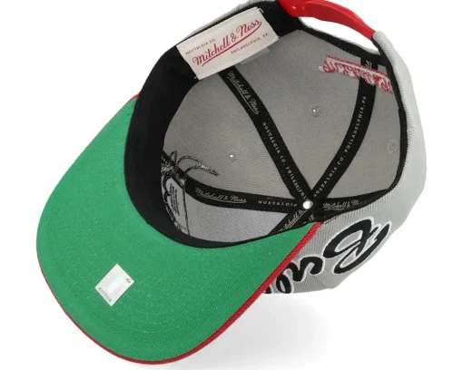 Best Mitchell & Ness Chicago Bulls Knock Out Panel Grey/Red Snapback -