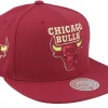 Best Mitchell & Ness Chicago Bulls Merlot Shine Maroon Snapback -