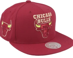 Best Mitchell & Ness Chicago Bulls Merlot Shine Maroon Snapback -