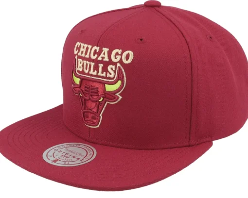 Best Mitchell & Ness Chicago Bulls Merlot Shine Maroon Snapback -