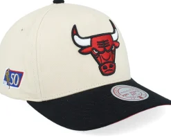 Adjustable-Mitchell & Ness Chicago Bulls Pinch Pro Crown Off White/Black A-frame Adjustable -