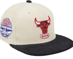Fitted-Mitchell & Ness Chicago Bulls Team Cord Off White/Black Fitted - Beige