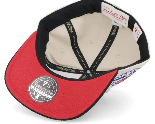 Fitted-Mitchell & Ness Chicago Bulls Team Cord Off White/Black Fitted - Beige