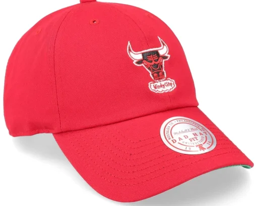 Dad Cap-Mitchell & Ness Chicago Bulls Team Ground 2.0 Red Dad Cap -
