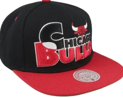 Snapback-Mitchell & Ness Chicago Bulls Text Stack Black/Red Snapback -