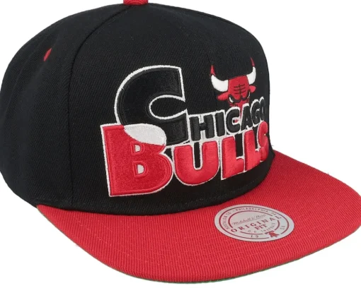 Snapback-Mitchell & Ness Chicago Bulls Text Stack Black/Red Snapback -