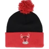 Outlet Mitchell & Ness Chicago Bulls Two Tone Pom Beanie Black/Red Pom -