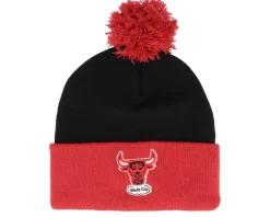 Outlet Mitchell & Ness Chicago Bulls Two Tone Pom Beanie Black/Red Pom -