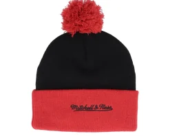 Outlet Mitchell & Ness Chicago Bulls Two Tone Pom Beanie Black/Red Pom -