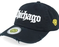 Discount Lucid Smile Chichago 3d Script Destroyed Black Dad Cap -