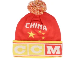 Hot CCM China Flag Knit Team Red Pom -