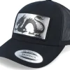 Trucker-Iconic Chinese Dragon Silver Patch Black A-frame Trucker -